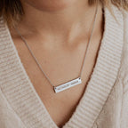 Rectangular Stainless Steel Personalized Engraved Letter Necklace Pendant Chain Women