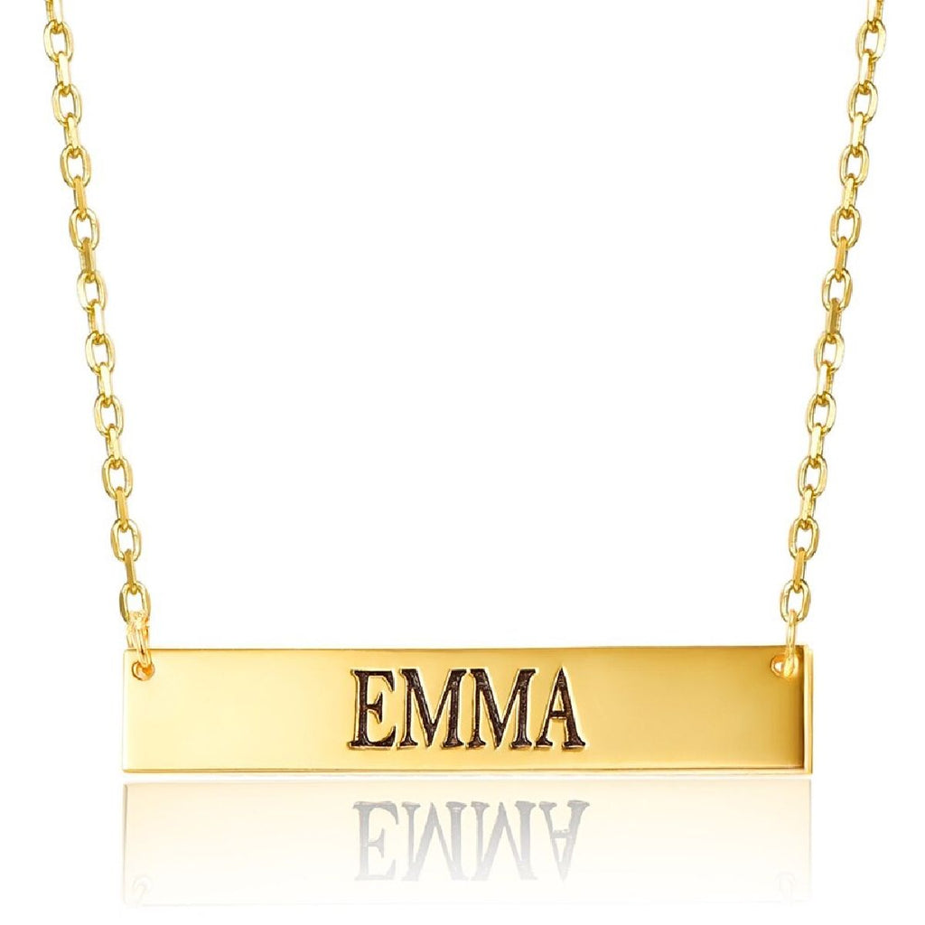 Rectangular Stainless Steel Personalized Engraved Letter Necklace Pendant Chain Women