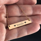 Rectangular Stainless Steel Personalized Engraved Letter Necklace Pendant Chain Women