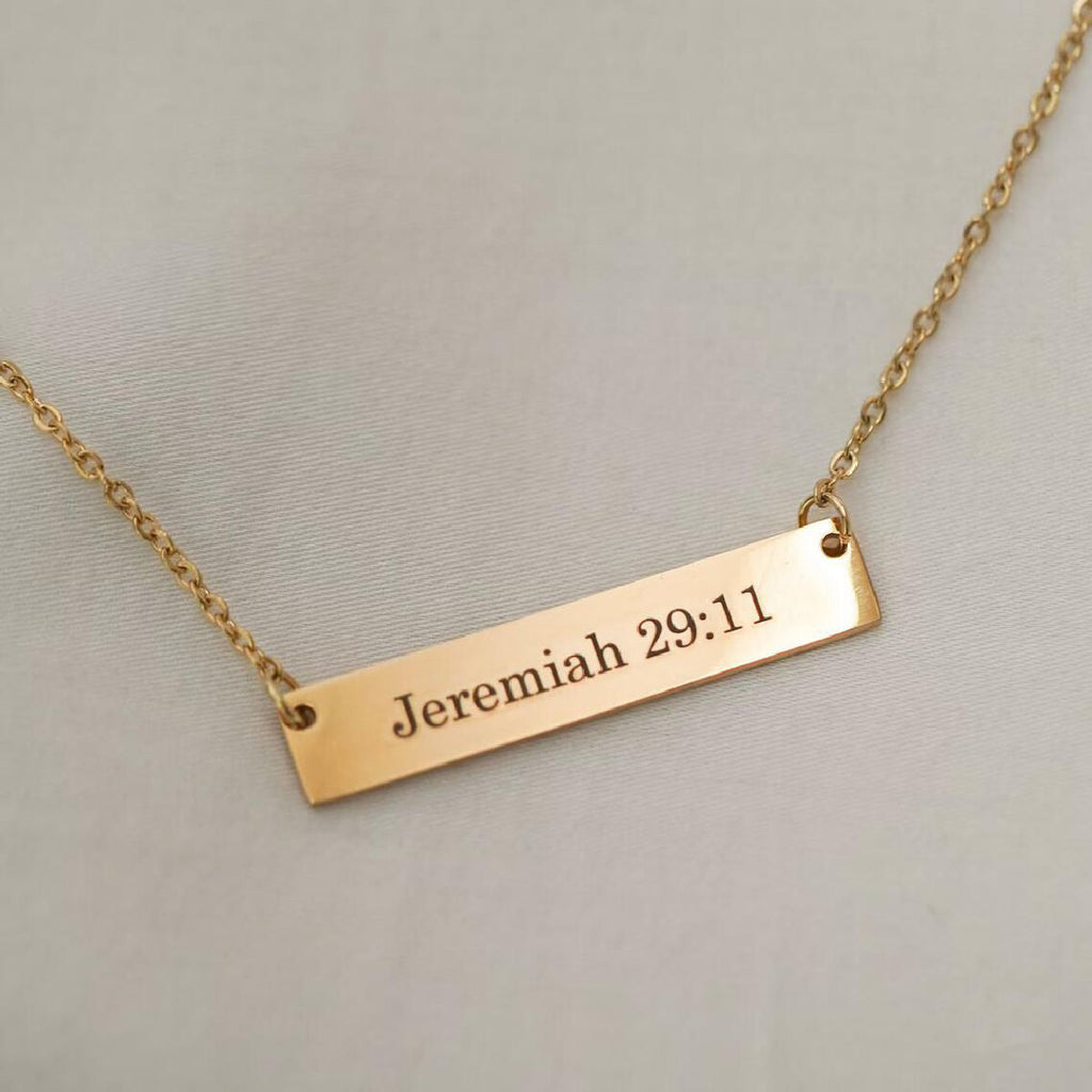 Rectangular Stainless Steel Personalized Engraved Letter Necklace Pendant Chain Women