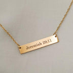 Rectangular Stainless Steel Personalized Engraved Letter Necklace Pendant Chain Women