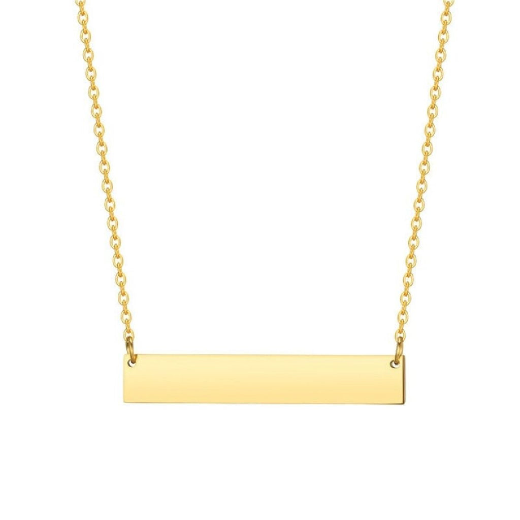 Rectangular Stainless Steel Personalized Engraved Letter Necklace Pendant Chain Women