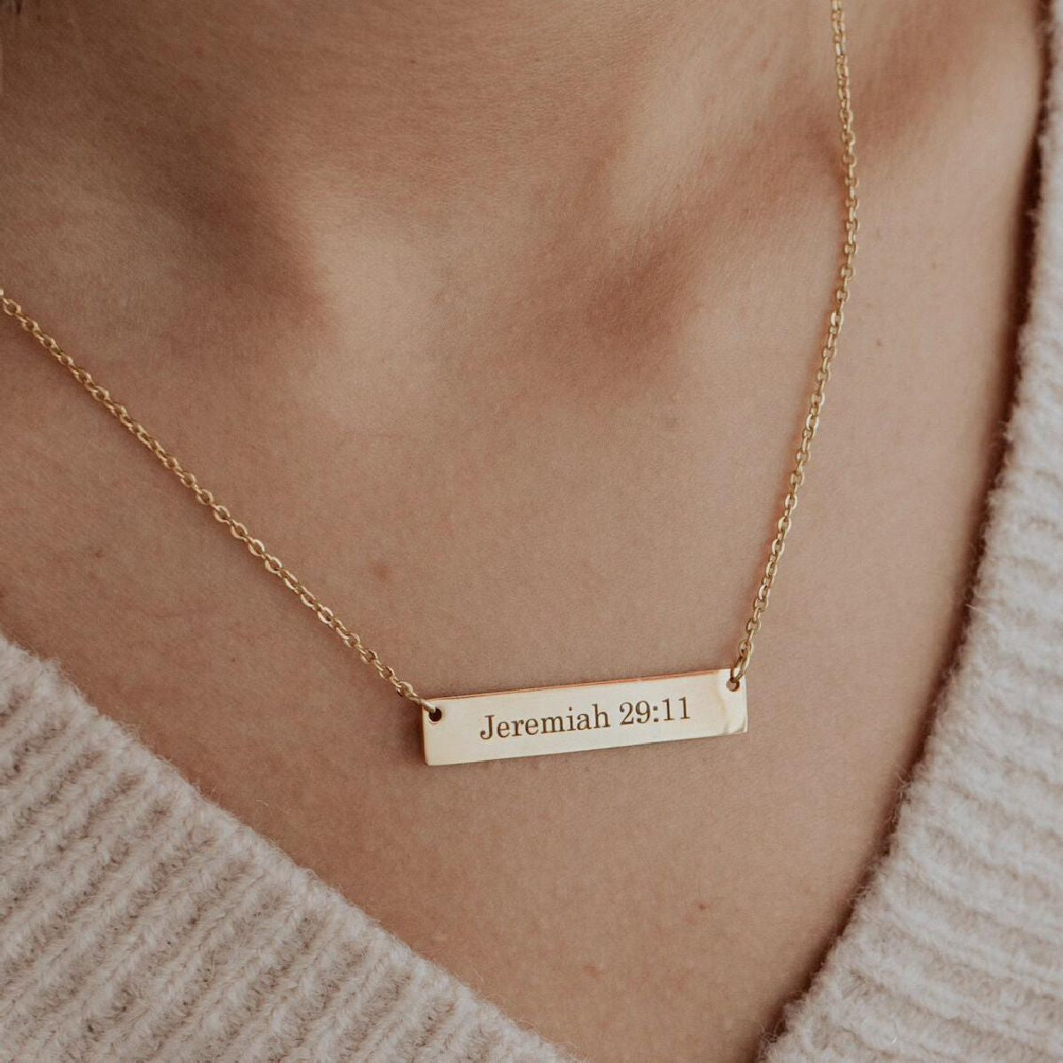 Rectangular Stainless Steel Personalized Engraved Letter Necklace Pendant Chain Women