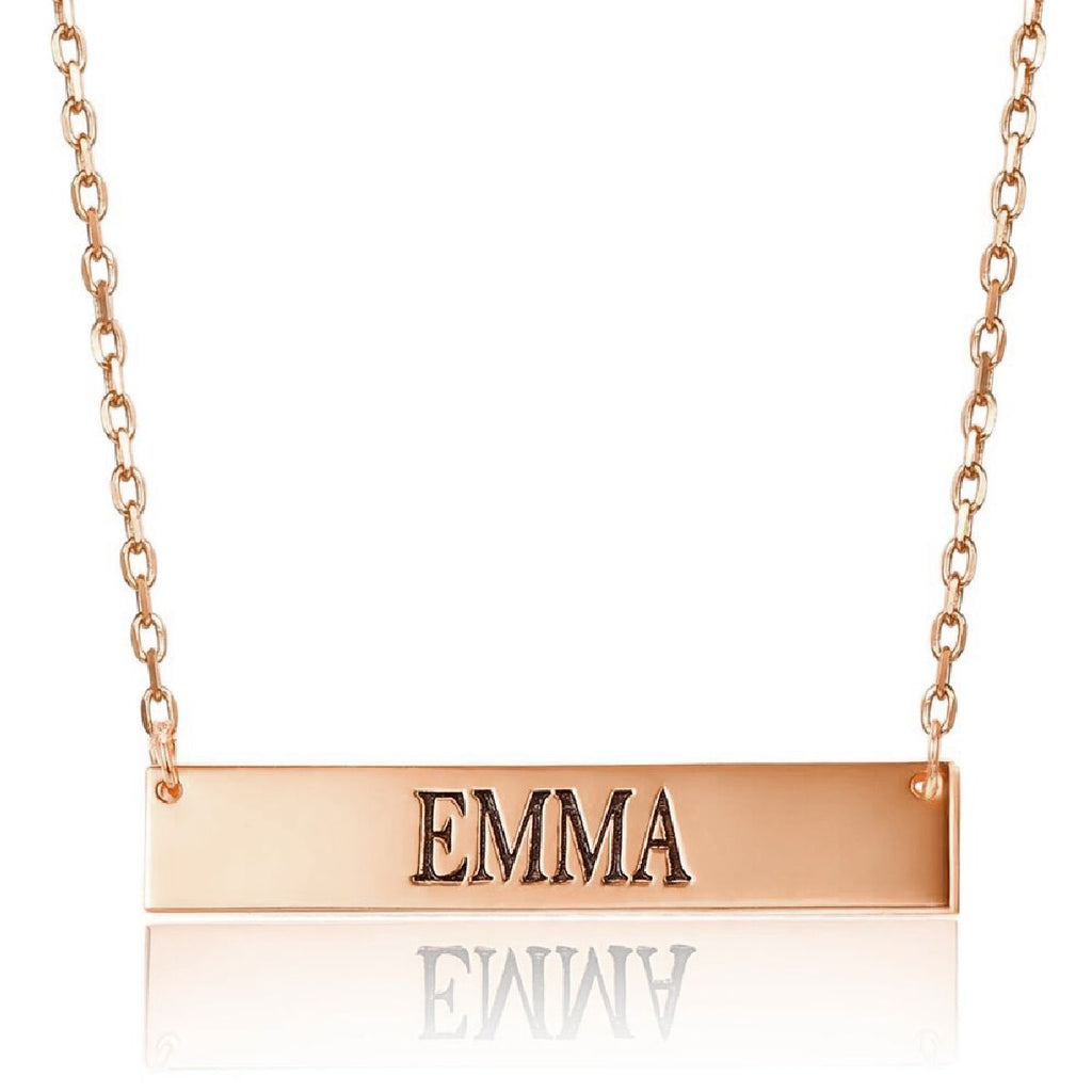 Rectangular Stainless Steel Personalized Engraved Letter Necklace Pendant Chain Women