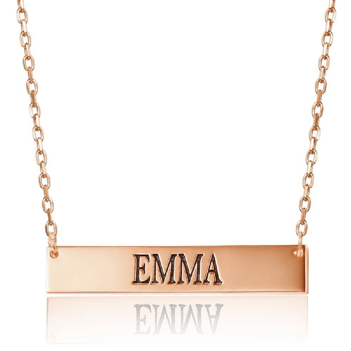 Rectangular Stainless Steel Personalized Engraved Letter Necklace Pendant Chain Women