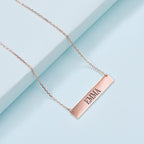 Rectangular Stainless Steel Personalized Engraved Letter Necklace Pendant Chain Women