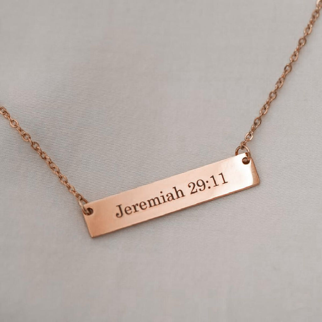 Rectangular Stainless Steel Personalized Engraved Letter Necklace Pendant Chain Women