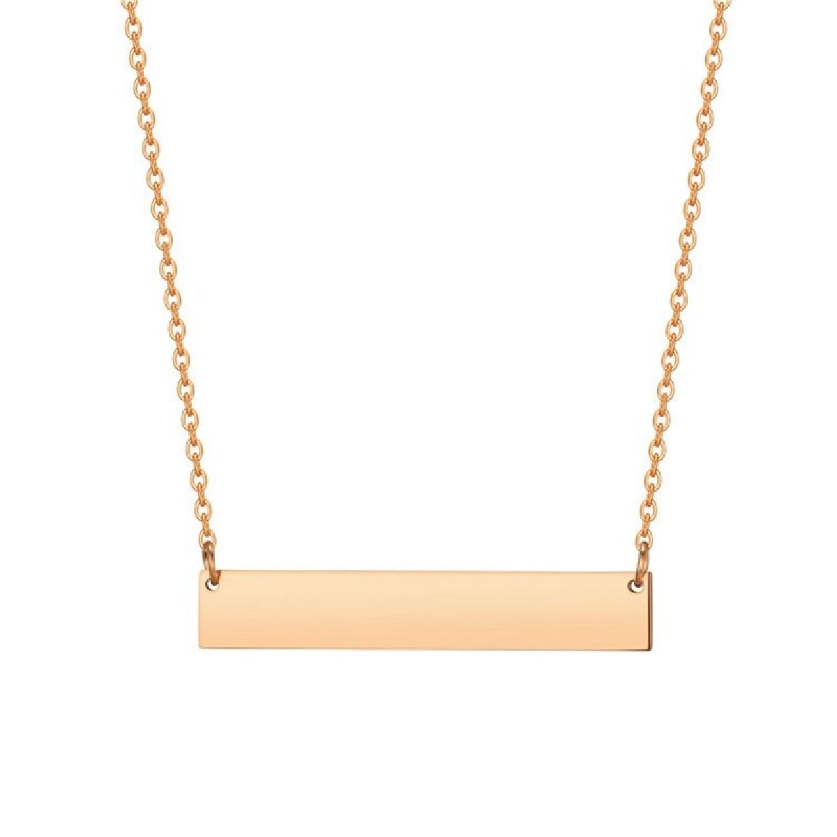 Rectangular Stainless Steel Personalized Engraved Letter Necklace Pendant Chain Women