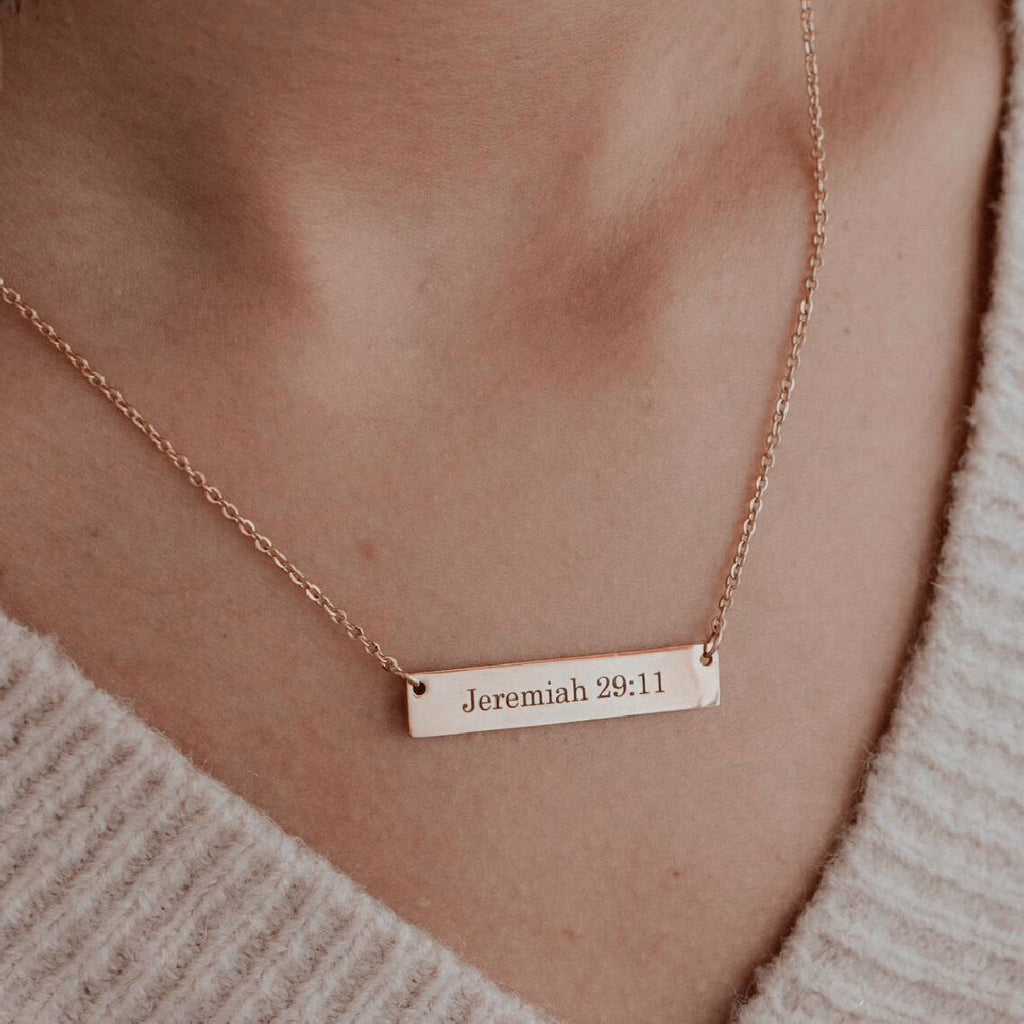 Rectangular Stainless Steel Personalized Engraved Letter Necklace Pendant Chain Women