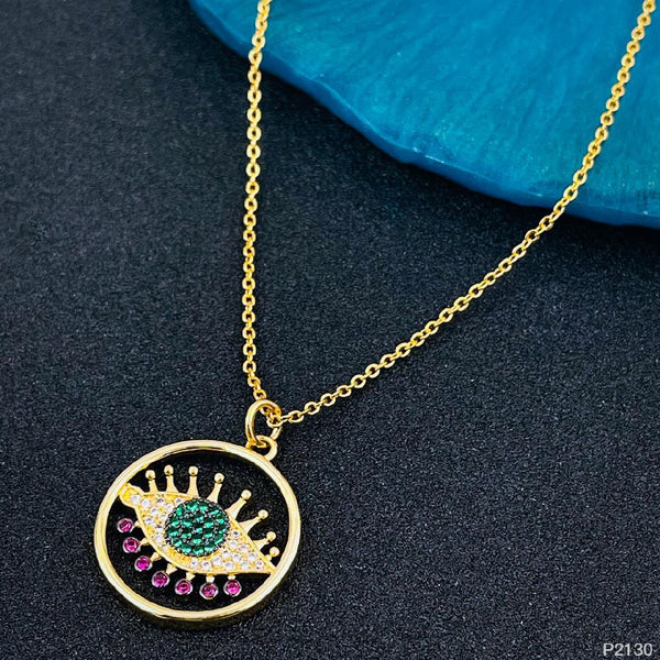 Copper Cubic Zirconia Purple Gold Evil Eye Necklace Pendant Chain Bulk Main image