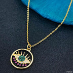 Copper Cubic Zirconia Purple Gold Evil Eye Necklace Pendant Chain Bulk