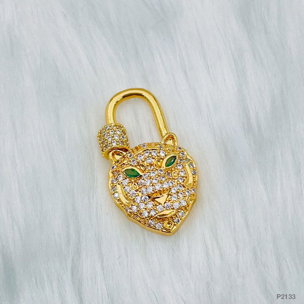Panther Lock Copper Cubic Zirconia Gold Charm For Women Bulk
