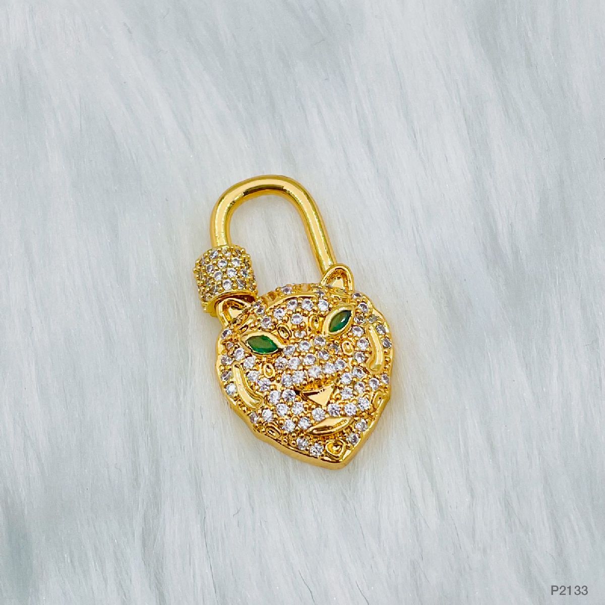 Panther Lock Copper Cubic Zirconia Gold Charm For Women Bulk