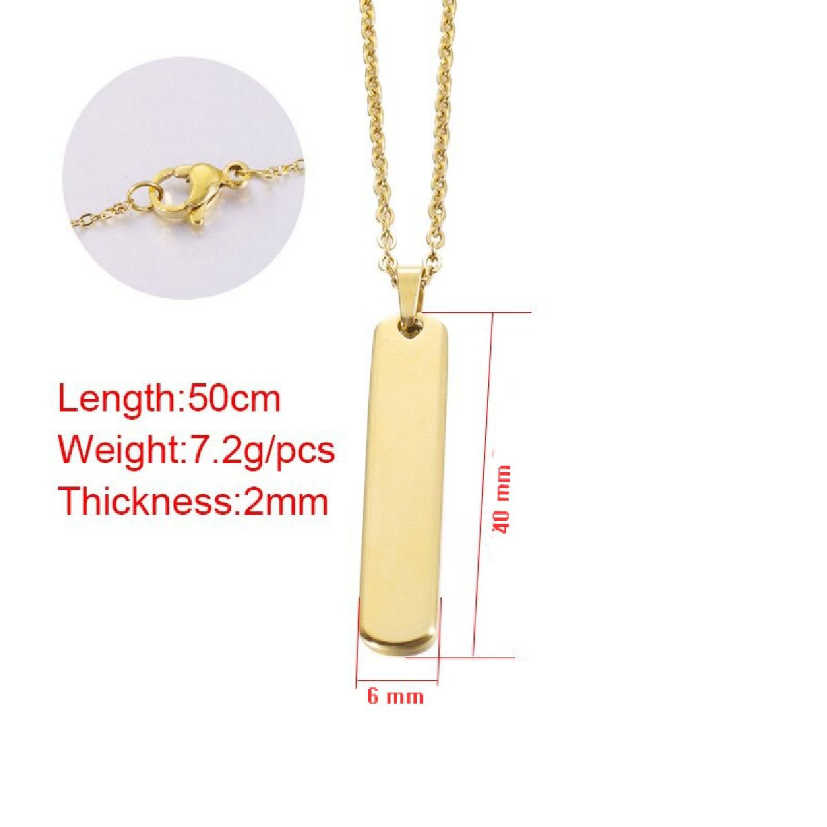 Gold Customized Personalised Laser Engraved Letter Pendant Chain Bulk