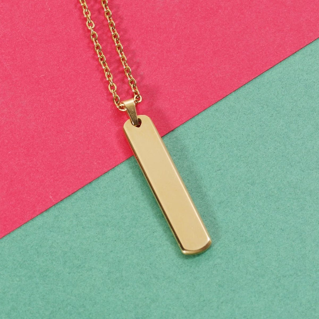 Gold Customized Personalised Laser Engraved Letter Pendant Chain Bulk