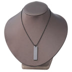 Rectangular Vertical Dogtag Stainless Steel Personalized Engraved Letter Necklace Pendant Chain Women