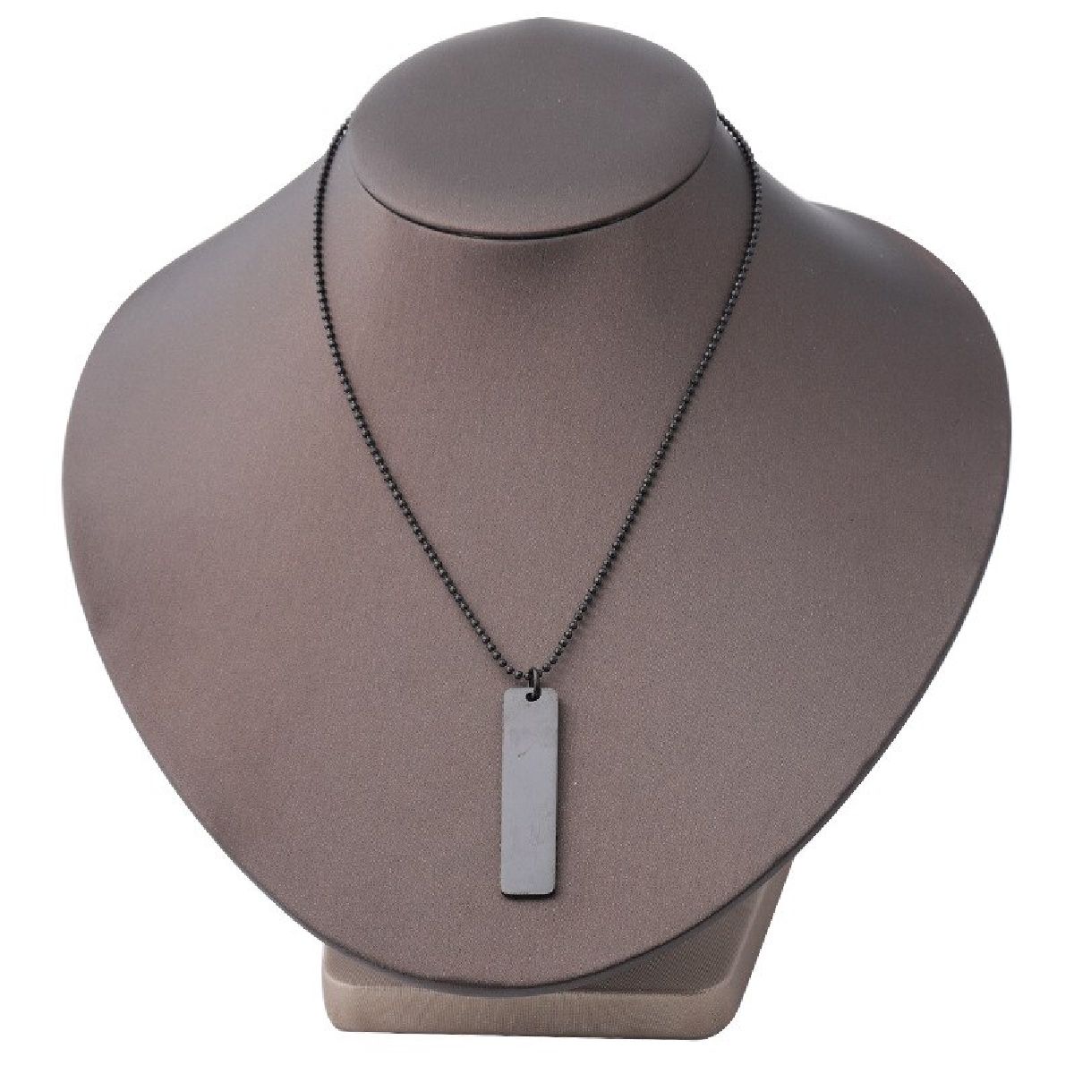 Rectangular Vertical Dogtag Stainless Steel Personalized Engraved Letter Necklace Pendant Chain Women
