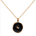 Copper Star Black Gold Enamel Necklace Pendant Chain For Women Bulk