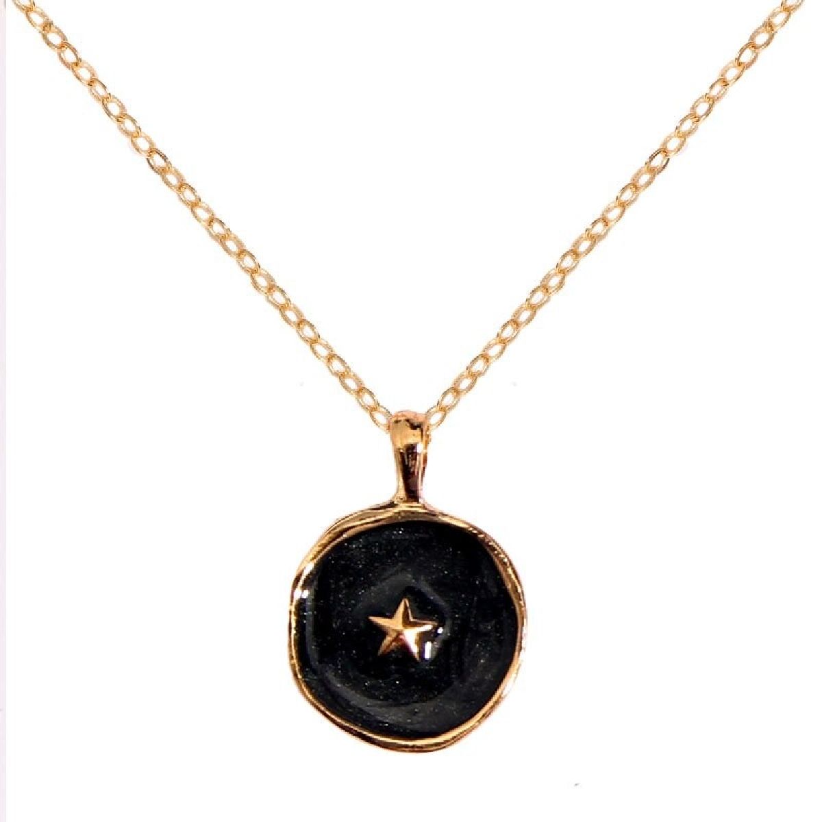 Copper Star Black Gold Enamel Necklace Pendant Chain For Women Bulk
