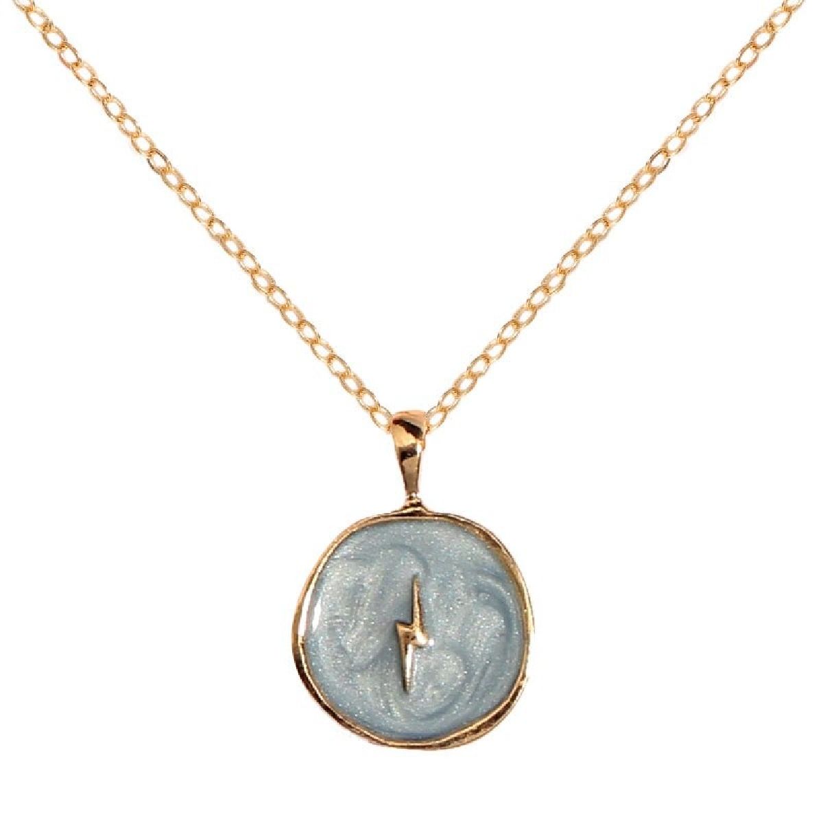 Copper Lightning Grey Gold Enamel Necklace Pendant Chain Women Bulk Main image