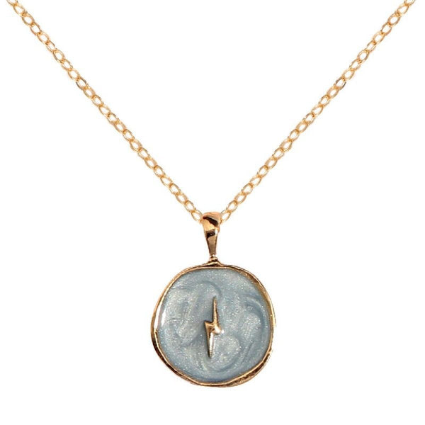 Copper Lightning Grey Gold Enamel Necklace Pendant Chain Women Bulk Main image