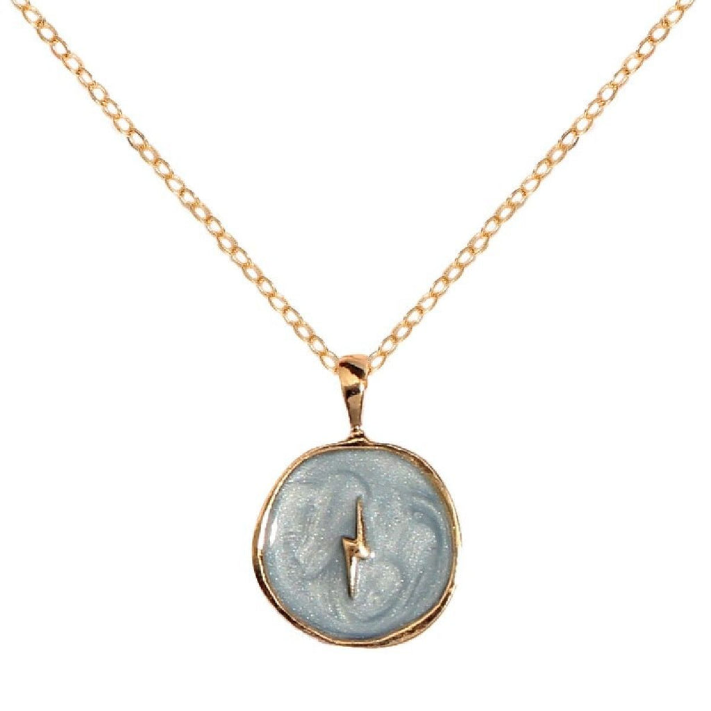 Copper Lightning Grey Gold Enamel Necklace Pendant Chain Women Bulk