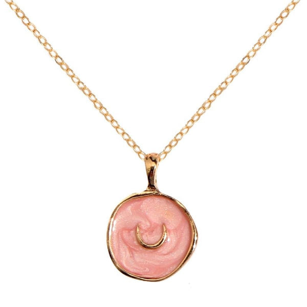 Copper Pink Gold Enamel Necklace Pendant Chain For Women Bulk Main image