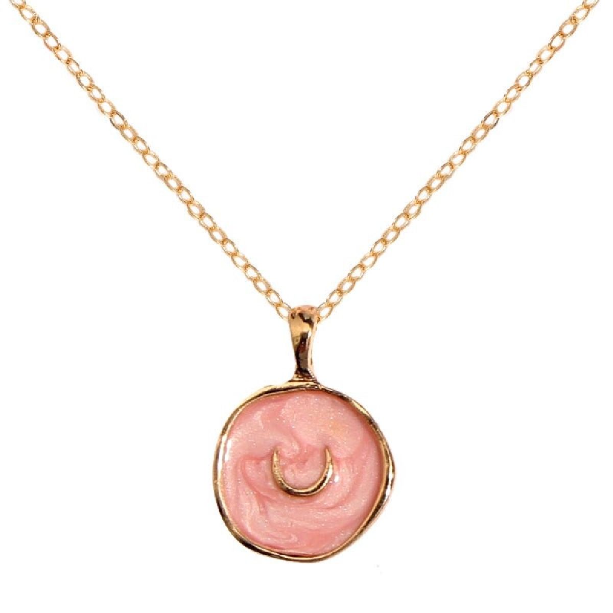Copper Pink Gold Enamel Necklace Pendant Chain For Women Bulk