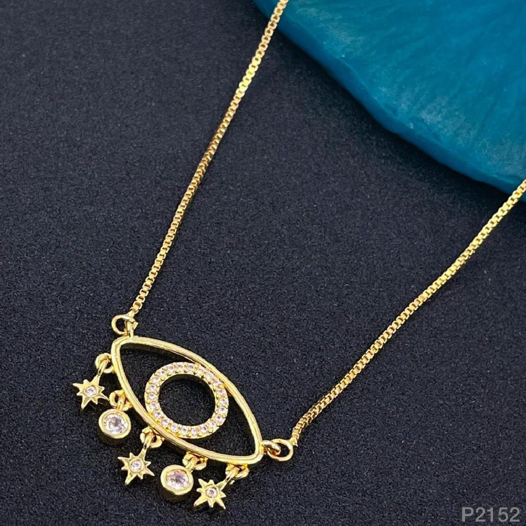 Copper Cubic Zirconia Gold Evil Eye Necklace Pendant Chain Women Bulk