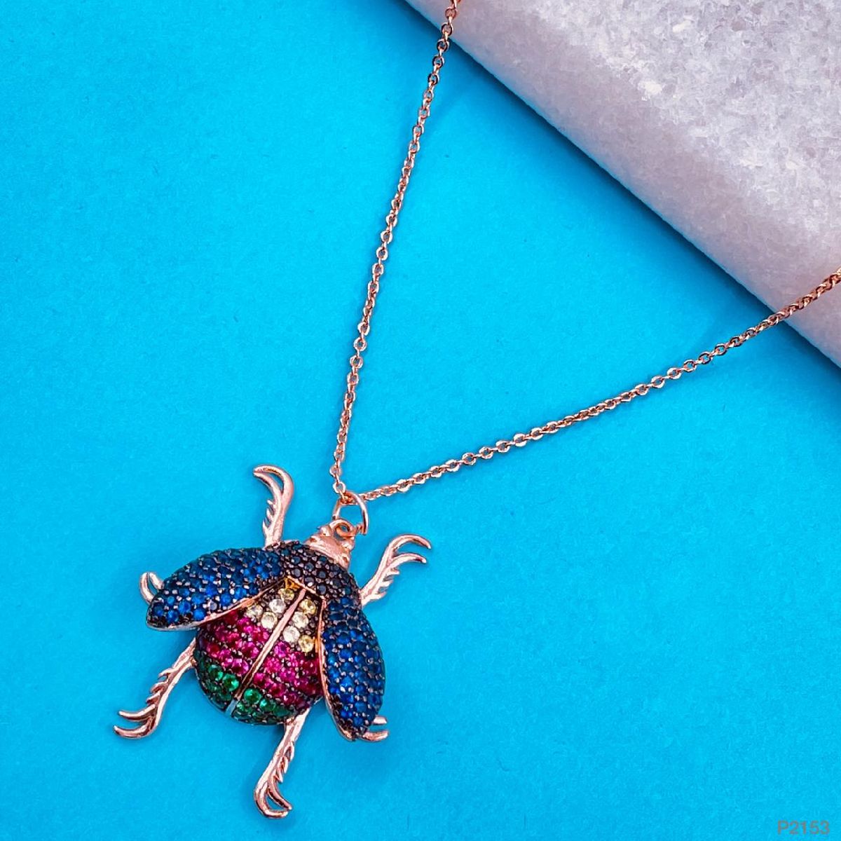 Copper Honeybee Studded Rose Gold Copper Necklace Pendant Women Bulk Main image