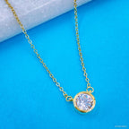 Copper Cubic Zirconia Gold Drop Pear Solitaire Pendant For Women Bulk