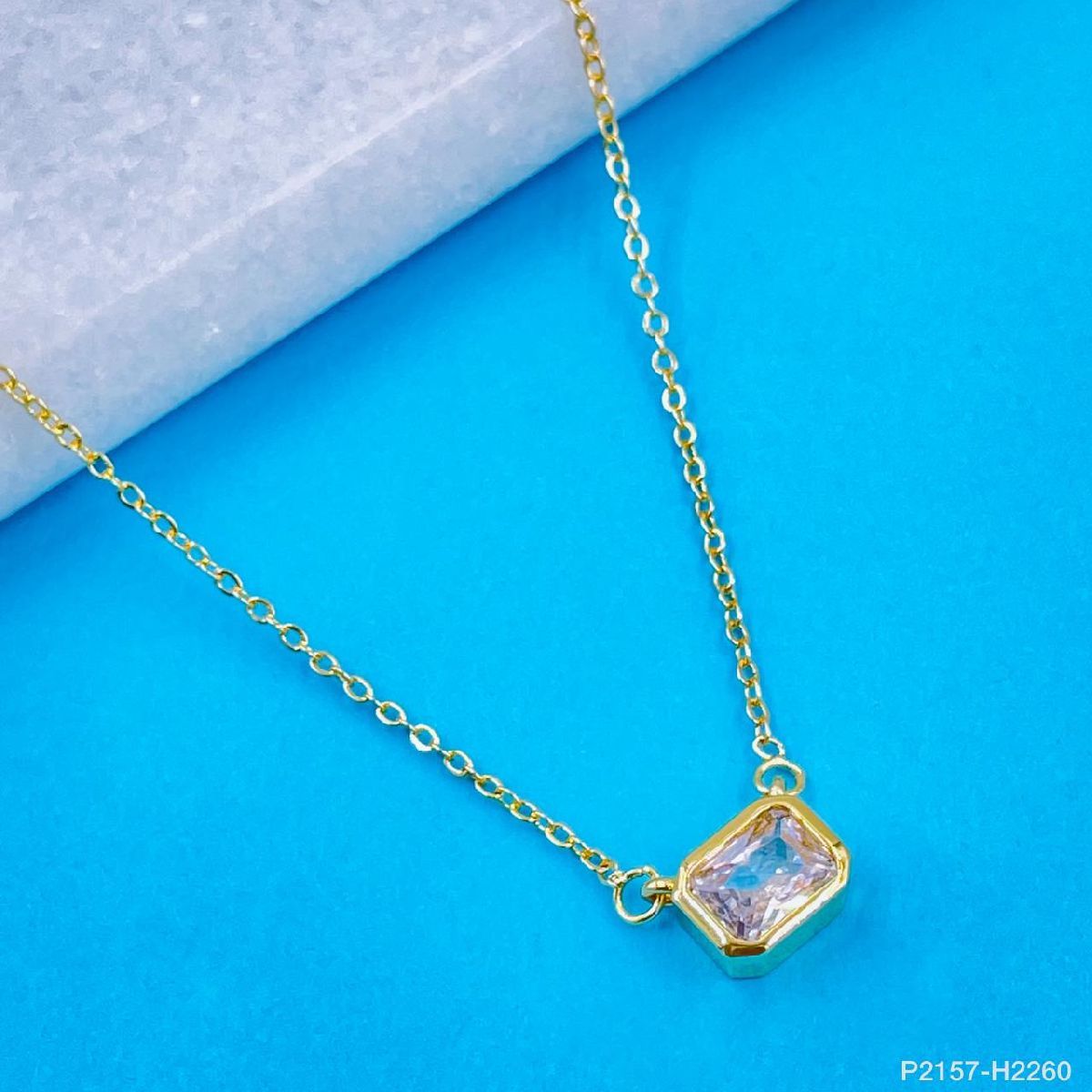 Copper Cubic Zirconia Gold Drop Pear Solitaire Pendant For Women Bulk