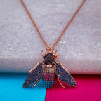 Copper Honey Bee Fly Cubic Zirconia Rose Gold Necklace Pendant Bulk