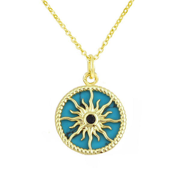 Sun Rays Mother Of Pearl Shell 18K Gold Copper Pendant Chain Bulk Main image