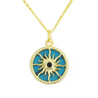 Sun Rays Mother Of Pearl Shell 18K Gold Copper Pendant Chain Bulk