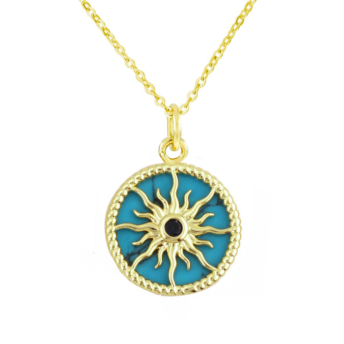 Sun Rays Mother Of Pearl Shell 18K Gold Copper Pendant Chain Bulk