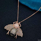 Copper Cubic Zirconia Rose Gold Honey Bee Necklace Pendant Chain Bulk