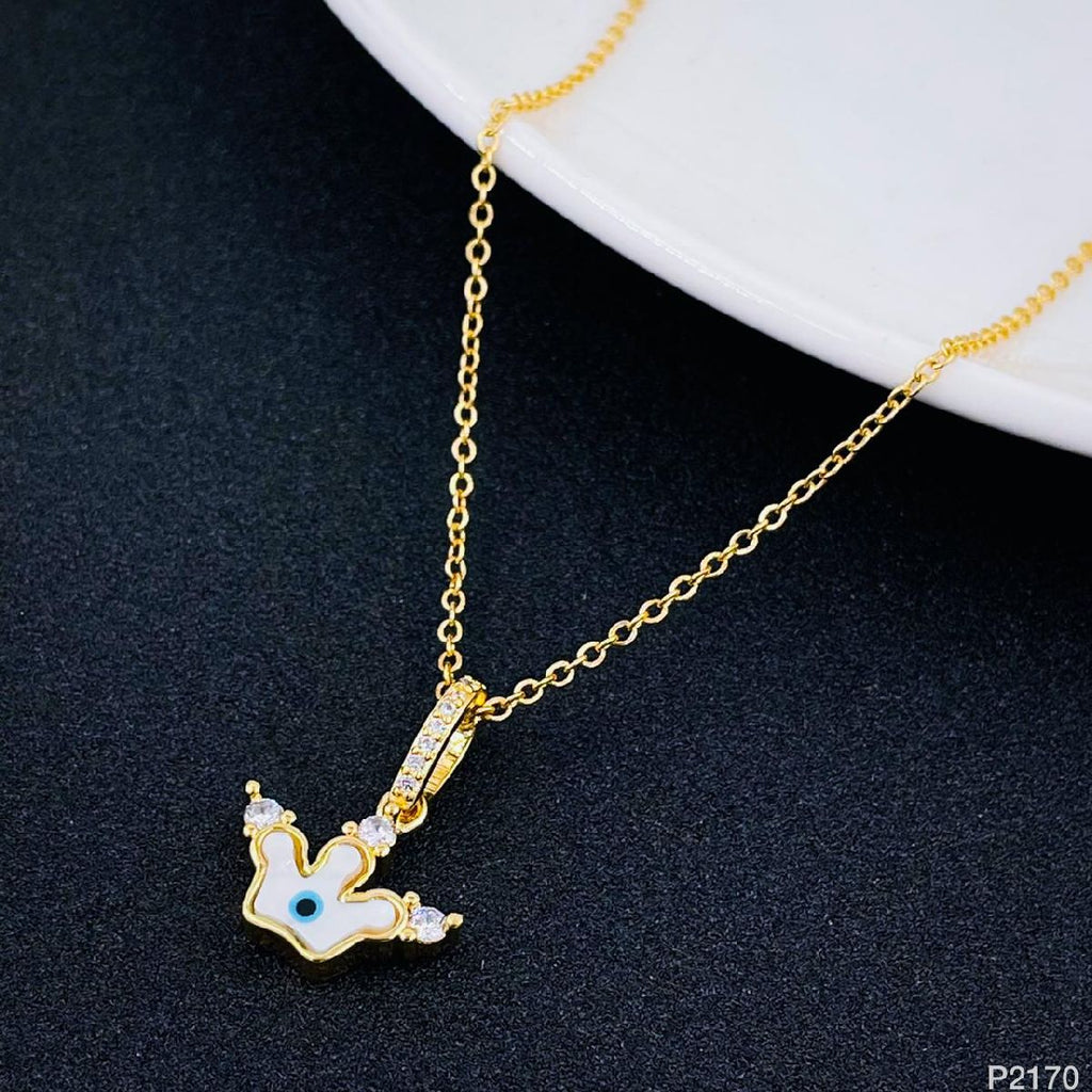 Evil Eye Clover Mother Of Pearl 18K Gold Necklace Pendant Women Bulk