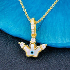 Evil Eye Clover Mother Of Pearl 18K Gold Necklace Pendant Women Bulk