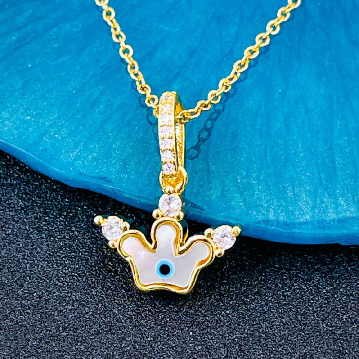 Evil Eye Clover Mother Of Pearl 18K Gold Necklace Pendant Women Bulk
