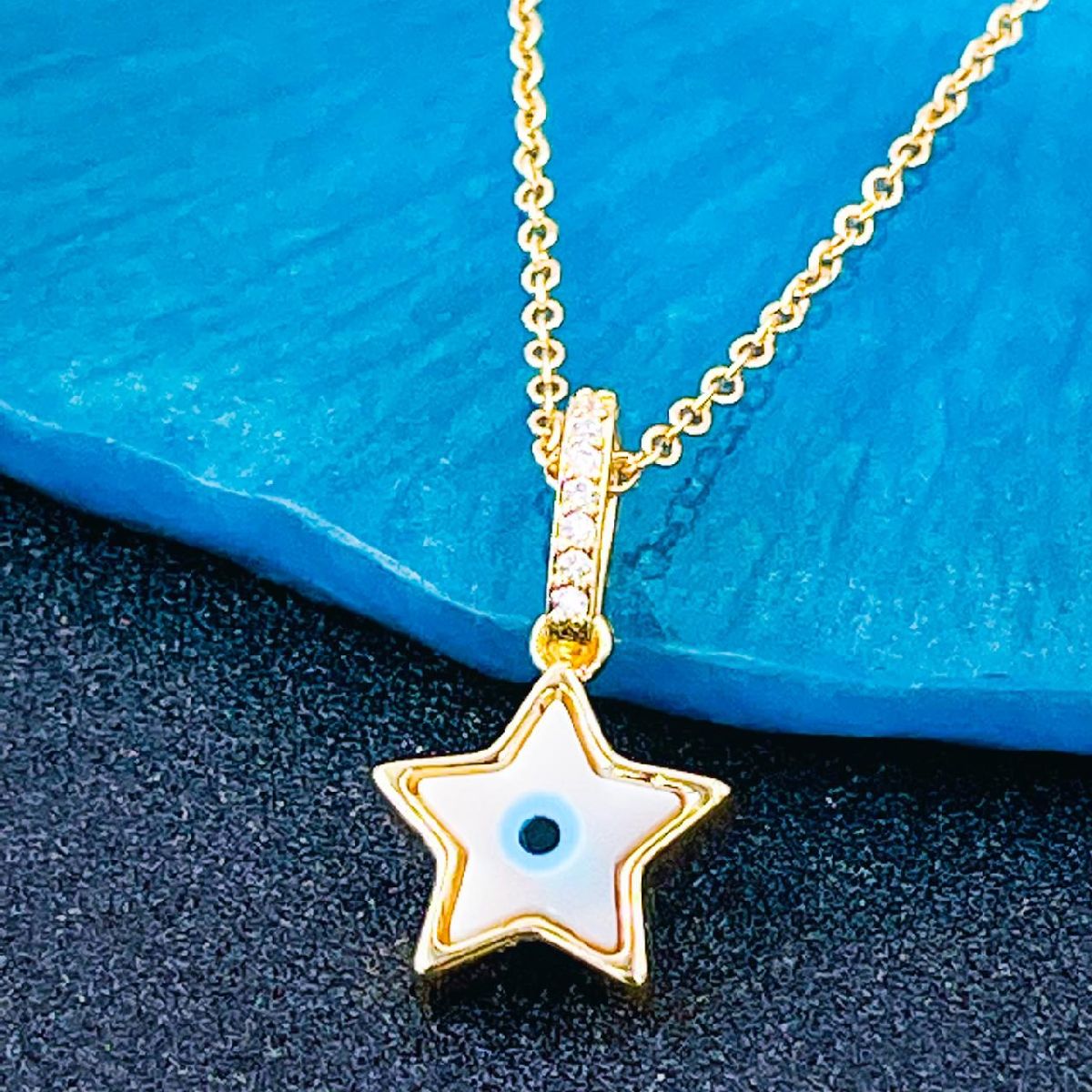 Evil Eye Clover Mother Of Pearl 18K Gold Necklace Pendant Women Bulk