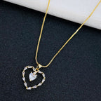 Copper Baguette Cubic Zirconia Gold Heart Necklace Pendant Chain Bulk