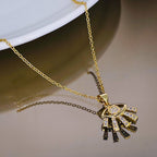 Evil Eye Lash Cubic Zirconia 18K Gold Copper Pendant Chain Women Bulk