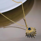 Evil Eye Lash Blue Cubic Zirconia 18K Gold Copper Pendant Chain Bulk