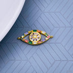 Rainbow Evil Eye Gold Zircon Baguette Copper Charm For Women Bulk