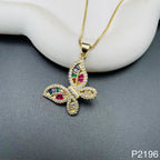 Cute Butterfly Charms CZ 18K Gold Necklace Pendant Chain Bulk