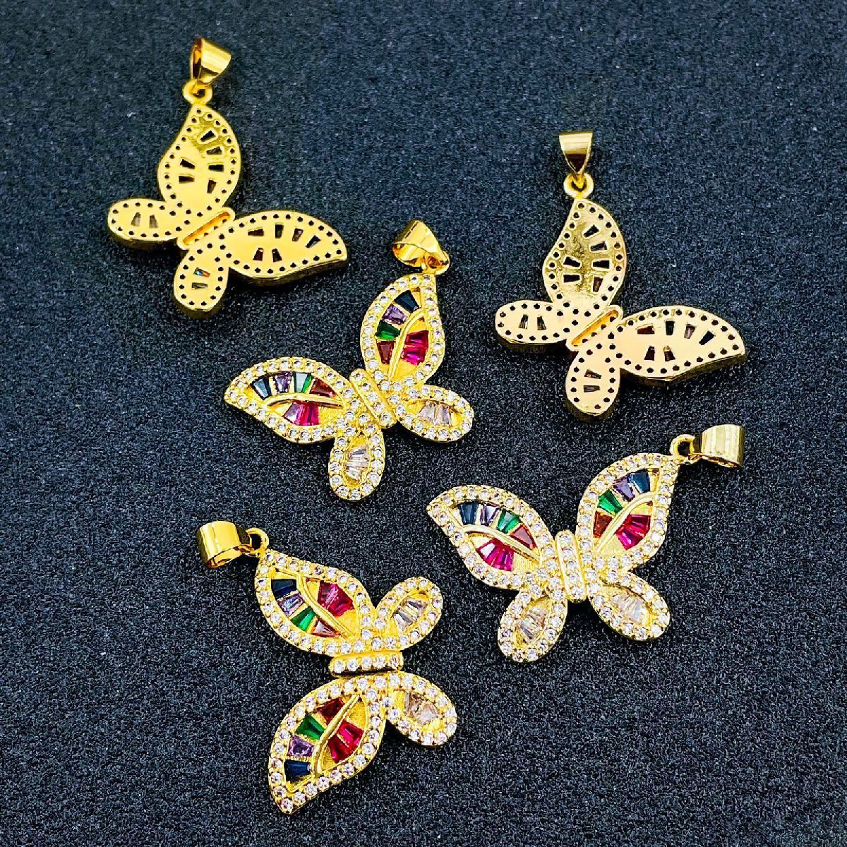 Cute Butterfly Charms Cubic Zirconia 18K Gold Pendant For Women Bulk