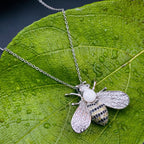 Insect Honey Bee Pearl Cubic Zirconia Silver Copper Pendant Chain Bulk