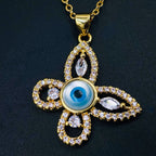 Evil Eye Butterfly 18K Gold Pendant Chain For Women Bulk