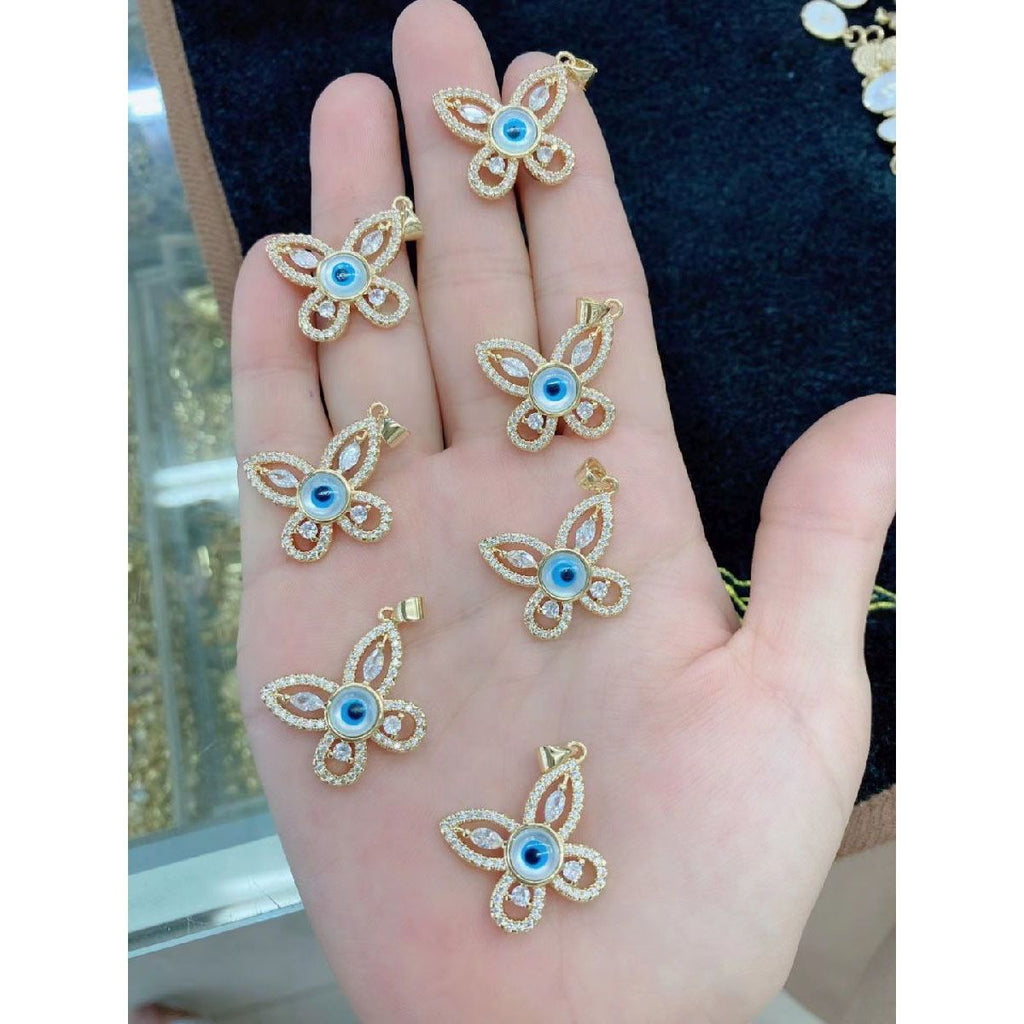 Evil Eye Butterfly 18K Gold Pendant Chain For Women Bulk